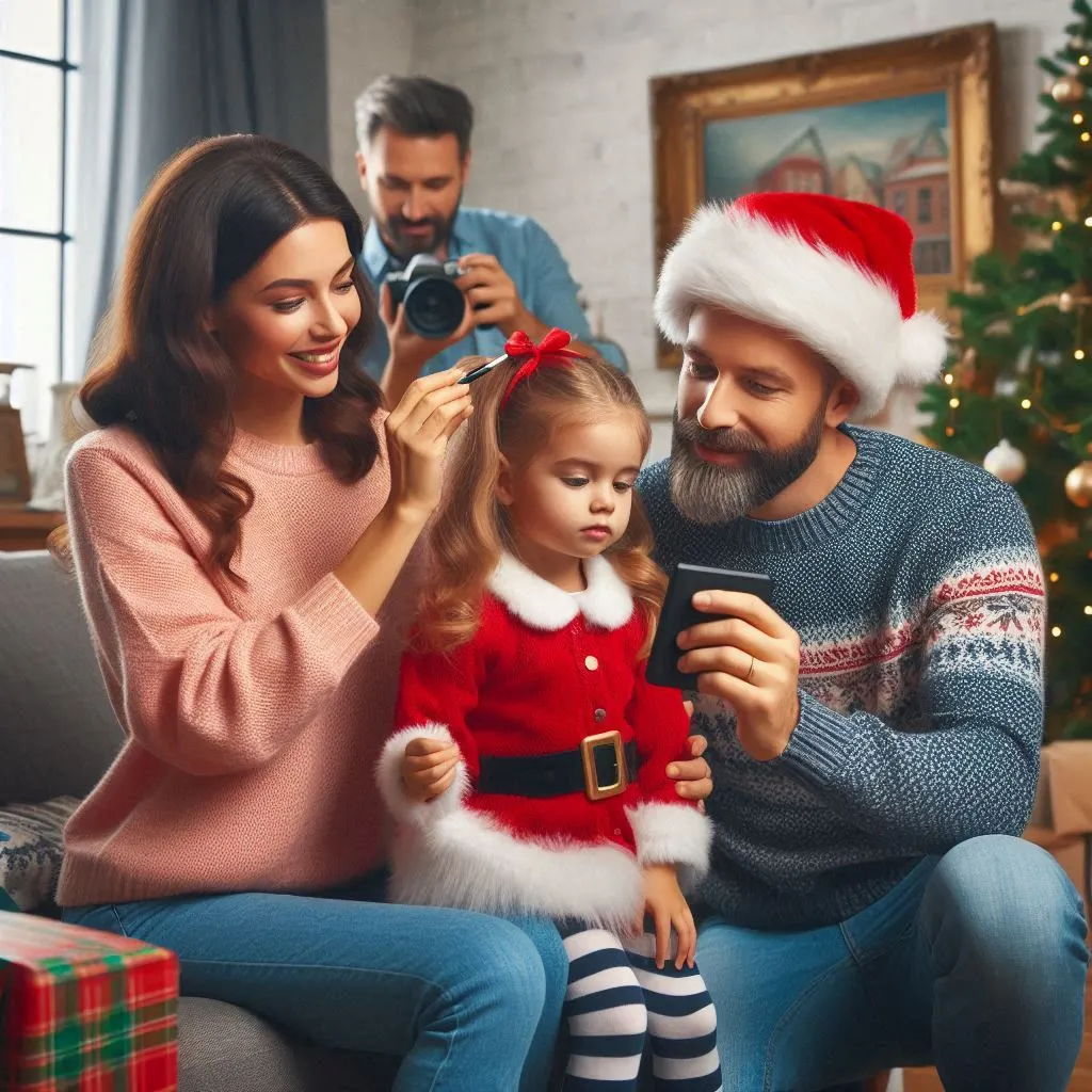 Uma família se preparando para uma festa de natal sem ansiedade, dezembrite ou síndrome do final de ano.